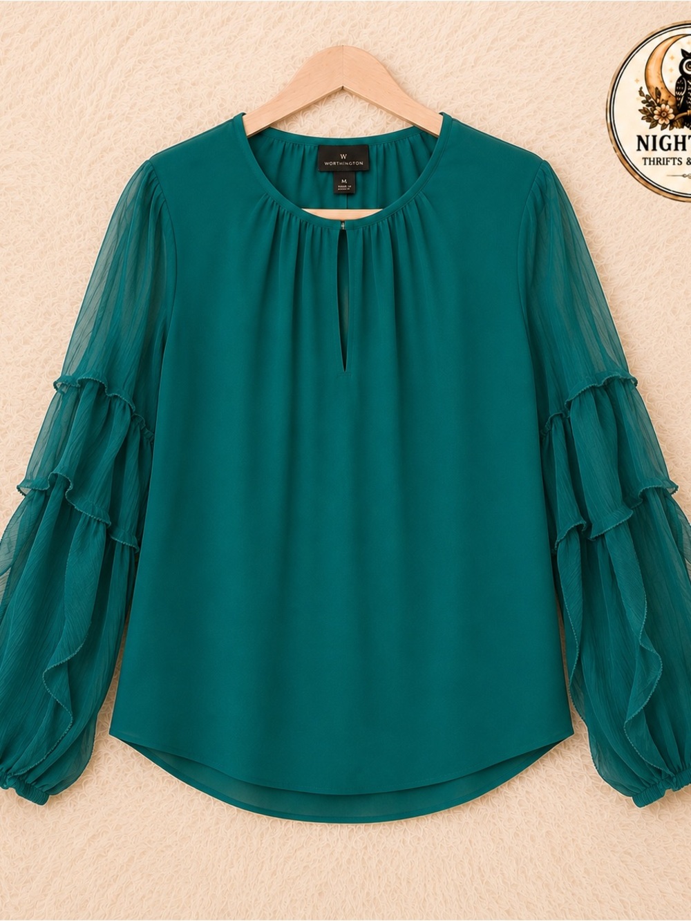 Peasant Ruffle Sleeve Blouse Size Large ~ Fall Tops ~ Silky Soft Loose Fit
